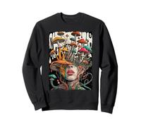 Mushrooms Growing from Human Head Surreal botanical Art Sweatshirt