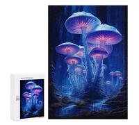 Mushrooms in Blue, 300 PCS Decorative Jigsaw for Grown-Ups, Gift for Winter Evenings, for Mindful Indoor Entertainment