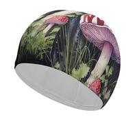 Mushrooms in The Grass Swim Cap Comfortable Shower Caps for Drag Reduction and Hair Protection Durable Soft Elastic Bathing Cap Keep Hairstyle Unchanged for Women and Men