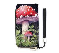 Mushrooms in The Grass Wallet Large Capacity Clutch Cash PursePU Leather Long Zipper Pouch Wallet Unisex, white, 20x10.5cm, Wallet