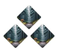 Mushrooms on The Dark Car Air Freshener, 3 Pcs Rhombus Hanging Air Freshener Cards, Long Lasting Fragrance Scented Cards for Car, Home, Office Black-style