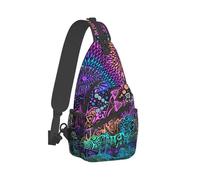 Mushrooms On The Moon Crossbody Chest Bags Neon Pattern Pockets Travel Pack Messenger Sports Teens Shoulder Bag Unisex