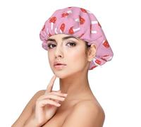 Mushrooms Pink Red,Adult's Satin Sleeping Cap - Women's Elastic Sleep Bonnet, Adjustable Overnight Hair Cover
