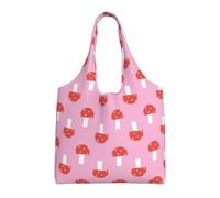 Mushrooms Pink Red,Reusable Tote Bags Grocery Bags Large Capacity Canvas Shopping Shoulder bag
