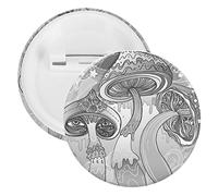 Mushrooms Psychedelic 60s Tie Dye Vintage Black White 5 PCs Round Brooch Pin, Unisex Smooth Surface Lapel Tie Pin, Tin Plate Badge Jewelry Crafts Decor for Costume Accessory Men Women