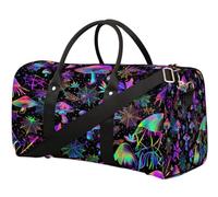 Mushrooms Spiders Webs Leaves Travel Duffle Bag for Women Men Girls Boys Weekend Overnight Bags 22.7 L Tote Cabin Luggage Bag for Sports Gym Yoga