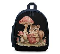 Mushrooms Squirrel Reader Small Backpack Cute Mini Shoulder Bag 12.6 × 9.4 × 5.9 Inches Daypack