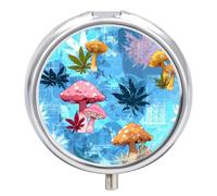 Mushrooms Weed Leaf Pill Case Travel Medicine Organizer Box