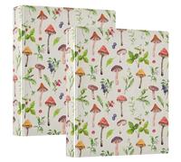 Mushrooms Wild Flowers 3 D-Ring Binder A4 2 Pack with 200 Sheet for Kids School Supplies Women Men Office