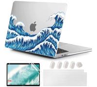 MUSHUI for MacBook Air 13.6 inch Case 2025 2024 2023 2022 M4 M3 M2, Ultra-Thin UV-Printed Hard Shell Cover for MacBook Air 13.6" A3240 A3113 A2681, Keyboard Cover & Screen Protector, Wave 1