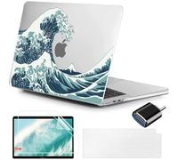 MUSHUI for MacBook Air 13.6 inch Case 2025 2024 2023 2022 M4 M3 M2, Ultra-Thin UV-Printed Hard Shell Cover for MacBook Air 13.6" A3240 A3113 A2681, Keyboard Cover & Screen Protector, Japan Waves
