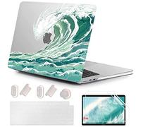 MUSHUI for MacBook Air 13.6 inch Case 2025 2024 2023 2022 M4 M3 M2, Ultra-Thin UV-Printed Hard Shell Cover for MacBook Air 13.6" A3240 A3113 A2681, Keyboard Cover & Screen Protector, Green Waves 1