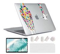 MUSHUI for MacBook Air 13 Inch Case 2020 2019 2018 Model M1 A2337 A2179 A1932 - Translucent Plastic Printed Pattern Hard Shell & Keyboard Cover & Screen Protector for Mac Air 13.3, Giraffes