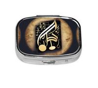 Music 1 Print Square Metal Pill Box Decorative Pill Case - Carry Your Meds in Style (Rectangular)