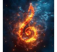Music 5D Diamond Art Kits, Flame Diamond Art for Beginners Adults, DIY Cross Stitch Embroidery Crafts Pictures, DIY Round Full Drill Crystal Kits, for Home Wall Decor, Gifts for Women 24x24in U-5212