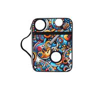 Music-Abstract-Guitar Bible Cover Case with Handle, Water-Resistant Oxford Fabric Bible Bag Organizer with Zipper Pockets for Church