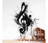 Music Abstract Minimalist Modern Wall Mural Monochrome Music Notes Ink Splatter Wallpaper, Wall Decals Home Decor TV Background Large Art Wallpaper Painting Posters Decor 400 x 280 cm