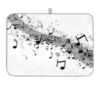 Music Abstract Note Microfibre Dish Drying Mat Absorbent Dish Drying Drainers Mats for Kitchen Spoon Glass Plate 40.6 x 45.7 cm