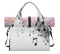 Music Abstract Note Sports Duffle Bag with Shoe Compartment Weekend Overnight Bags Tote Cabin Luggage Bag for Gym Yoga Travel