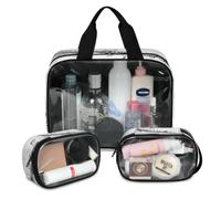 Music Abstract Note Travel Makeup Bag for Women Men, Translucent Cosmetic Bags 3 Pcs Large Shower Wash Pouch Toiletry Cosmetic Toiletries Organizer
