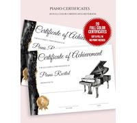 Music Achievement Certificates: 20 Full Color Piano Certificates for Students 8,25"x11" | Award Certificate Paper Notebook | Award Recognition Certificate of Completion