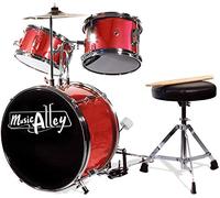 Music Alley DBJK02-MR Kids Beginners Drum Kit, Red, Set of 3 Pieces