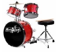 Music Alley Junior Drum Kit with Drum Stool & Drumsticks | Junior acoustic drum kit for kids with throne, cymbal, pedal & sticks for beginner rhythm practice