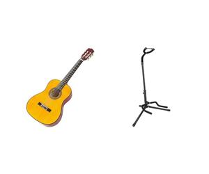 Music Alley MA34-N Classical Guitars, Natural+Amazon Basics Guitar Stand