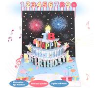 Music and Light 3D Pop Up Birthday Card with Blowable Candle & Age Numbers