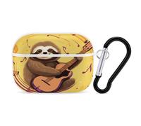Music and Sloth Earbuds Organizer Shockproof Protective Airpods Pro Cover with Carabiner Clip Anti Fall Carrying Earphone Case Cover for Airpods Pro 2nd Generation White