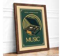 Music Appreciation Art Deco Framed Wall Art Print A1 Walnut