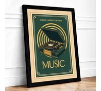 Music Appreciation Art Deco Framed Wall Art Print A2 Black