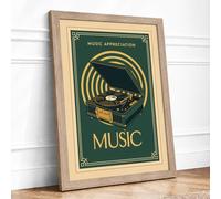 Music Appreciation Art Deco Framed Wall Art Print A3 Oak