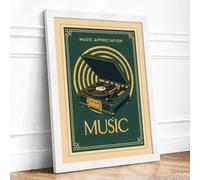 Music Appreciation Art Deco Framed Wall Art Print A4 White