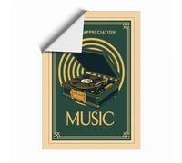 Music Appreciation Art Deco Unframed Wall Art Print A3 (42×29.7cm), Wall Decor for Living Room, Bedroom, Office & Home, Art Gift