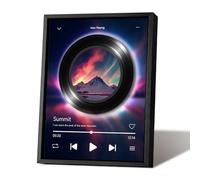 Music Art Frame Bluetooth Speaker - Rotating Turntable Painting Wireless Speaker, Light Up Vinyl Record Frame with LED Light, Home Decor Artwork Desk Decorations (Aurora)