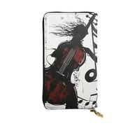 Music Art Printed Leather Wallet with 12 Card Holder and 234 Money Clip, Long Clutch for Men Women