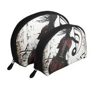 Music Art Printed Makeup Bags 2-Piece Portable Shell Travel Toiletry Bag Cosmetic Organizer Bag for Women