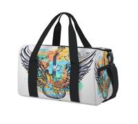 Music Art Rock Electric Guitar Sports Duffel Bag Weekend Overnight Bag Tote Holdall Casual Travel Gym Duffel Bags for Kids Girls Boys Women Men