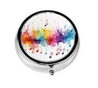 Music Art Small Pill Box 3 Compartment Portable Pill Box for Purse Pocket Music Note Mini Medicine Organiser for Daily Vitamin Fish Oil Storage
