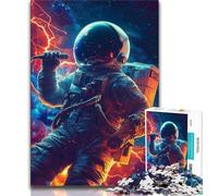 Music Astronaut Adult Jigsaw Puzzles 1000 Pieces,Family Game Stress Reliever Difficult Challenge Artists Collection,Fine Art (38x26cm)