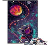 Music Astronaut Cat 1000 Pieces Jigsaw Puzzles For Teens And Adults, Educational Games Home Decoration Birthday Present, Gifts, Wall Art (26x38cm)