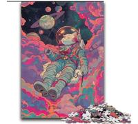 Music Astronaut Cat Jigsaw Puzzles for Teenagers 2000 Piece, Stress Reliever Staycation Kill Time Enhance Love between Couples (70x100cm)