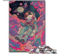 Music Astronaut Cat Jigsaws Puzzles 1000 Pieces for Adults Gifts, Educational Family Game Suitable for Desktop Decoration (50x75cm)
