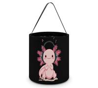Music Axolotl Cute Cute Halloween Candy Bucket Reusable Collapsible Candies Basket Fabric Tote Bags