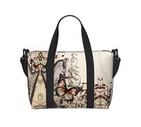 Music Background with Harp and Butterfly Duffel Bags for Traveling - Lightweight Oxford Personal Item Travel Bags for Women, Ideal Gym Bags for Men