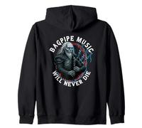 Music Bagpiper Figurine-Skeleton Bagpipe-Sound quote Bagpipe Zip Hoodie