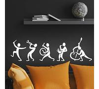 Music Band Wall Sticker Room Decor Living Room Mural Home Decoration Stickers Kitchen Vinyl Bedroom Wallpaper DIY Notes Removable Dance Quote Decal Musical Drum Print Poster Dancer Fridge White