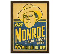 Music Bill Monroe Blue Grass Boys Grand Ole Opry Artwork Framed Wall Art Print A4