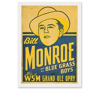 Music Bill Monroe Blue Grass Boys Grand Ole Opry Artwork Framed Wall Art Print A4